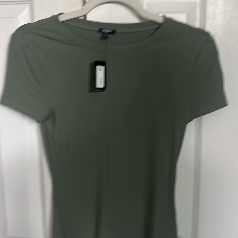 Express olive green ribbed T shirt